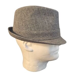 Perry Ellis Gray Tweed Trilby Fedora 22.5" Hat Men's Hat